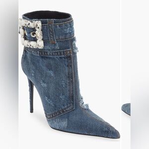 Dolce&Gabbana Cardinale Patchwork Denim Pointed Toe Bootie (Women)
COBALTO SCURO